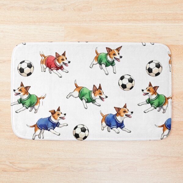 Item preview, Jack Russell Terrier in soccer jersey pattern with balls designed and sold by Prints by Mat.