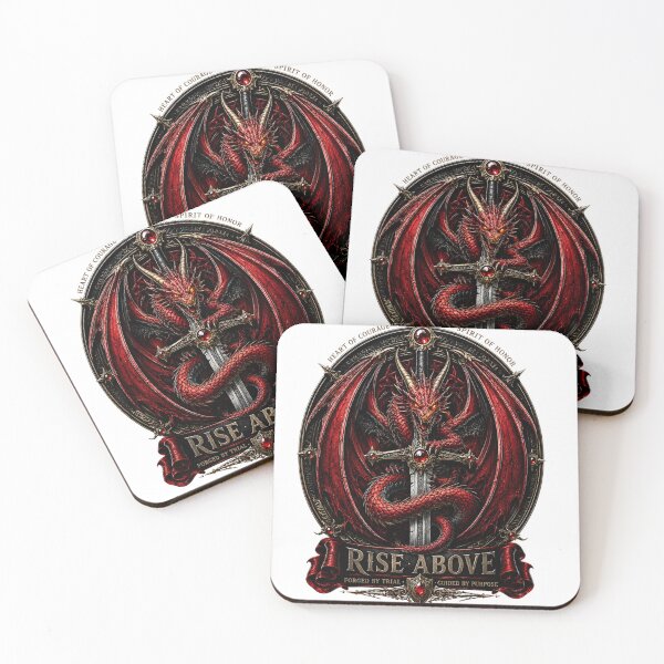 Item preview, Rise Above Red Dragon Warrior – Forged by Trial Guided by Purpose Fantasy Art designed and sold by BagFactoryUK.