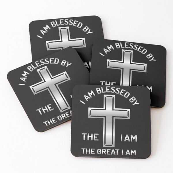 Item preview, "I Am Blessed By The Great I Am"  A sleek and powerful silver metallic cross design paired with a bold declaration of faith. designed and sold by KINGDOM GOLD STUDIO.