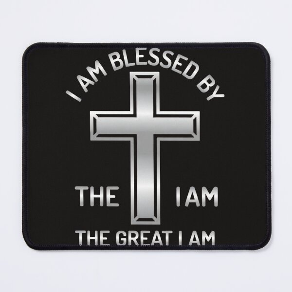 Item preview, "I Am Blessed By The Great I Am"  A sleek and powerful silver metallic cross design paired with a bold declaration of faith. designed and sold by KINGDOM GOLD STUDIO.