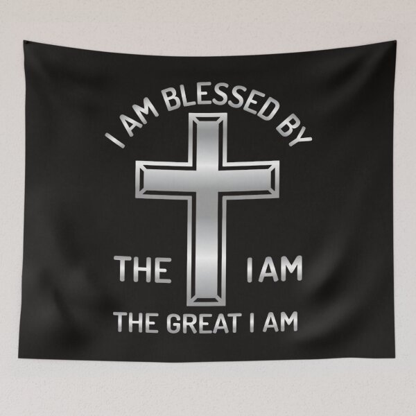 Item preview, "I Am Blessed By The Great I Am"  A sleek and powerful silver metallic cross design paired with a bold declaration of faith. designed and sold by KINGDOM GOLD STUDIO.