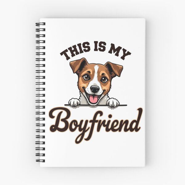 Item preview, Jack Russell Terrier peeking over line with This Is My Boyfriend text designed and sold by Prints by Mat.