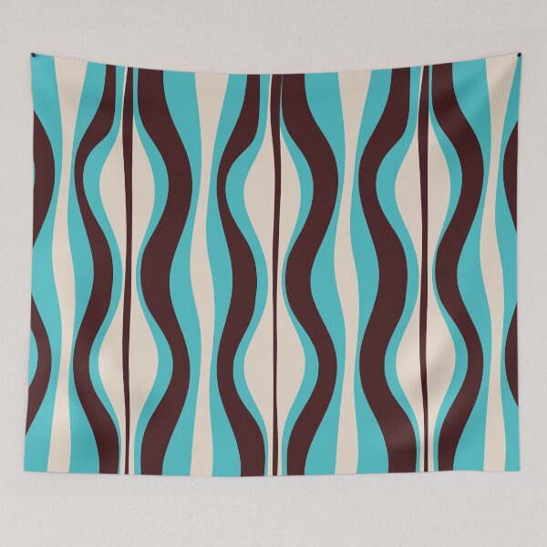 Item preview, Mid Century Modern Retro Abstract Hourglass Pattern in Turquoise and Dark Brown designed and sold by kierkegaard.
