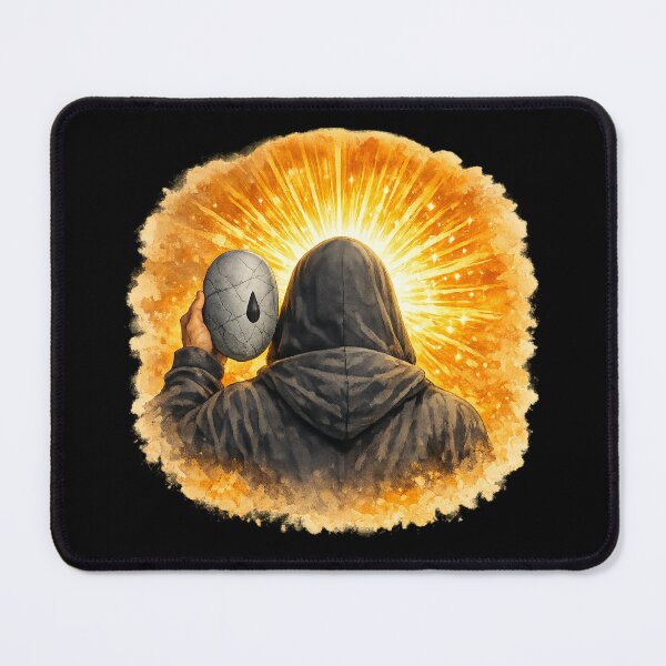 Item preview, Behind The Mask – Hooded Figure Golden Light Emotional Healing Art designed and sold by ArtoryWorks.