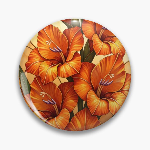 Item preview, Orange Gladiolus Stained Glass Art - Botanical Vitrage Floral designed and sold by Exquisite Design Studio „Paculówka”.