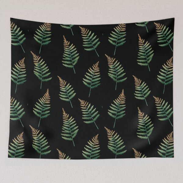 Item preview, Lush Green Ferns on Black Moody Botanical Forest Leaves Pattern designed and sold by Patterns & Love .