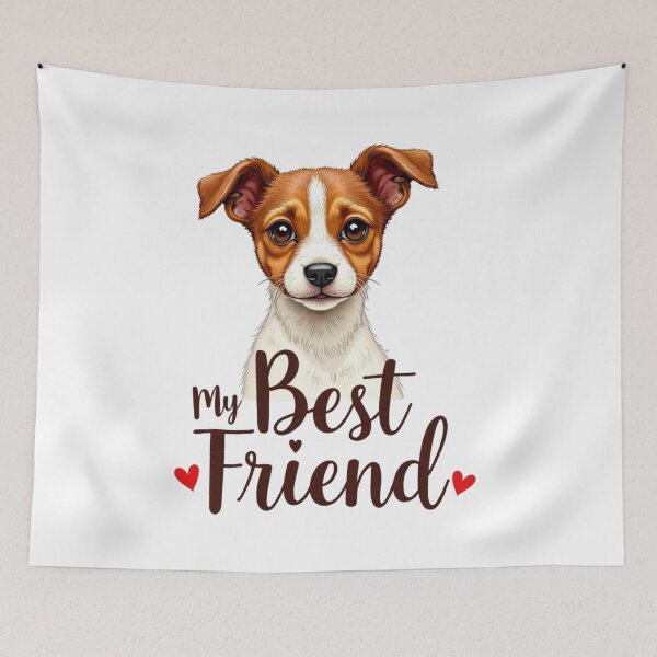 Item preview, Jack Russell Terrier with My Best Friend text and hearts designed and sold by Prints by Mat.