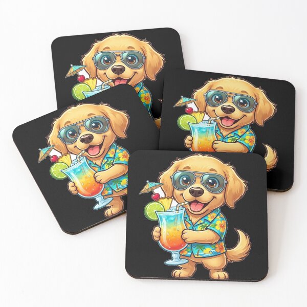 Item preview, Cute Golden Retriever Summer Cocktail Tropical Beach Dog designed and sold by Wild Horizon Studio.
