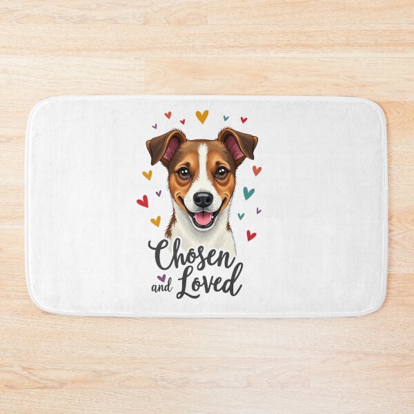 Item preview, Jack Russell Terrier with Chosen and Loved text and colorful hearts designed and sold by Prints by Mat.