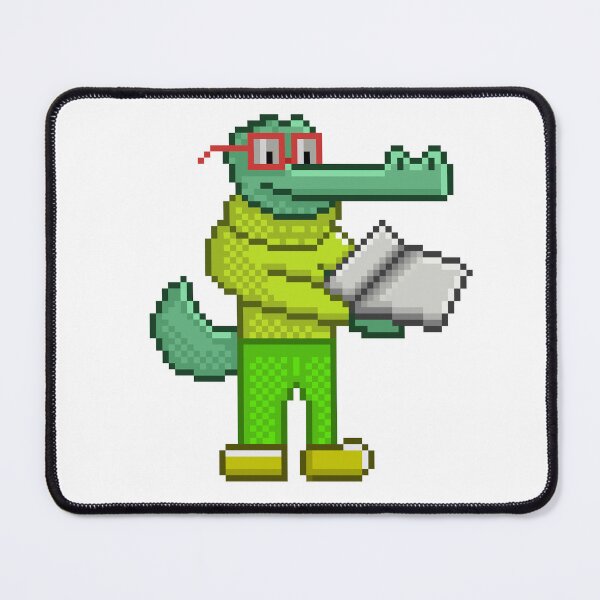 Item preview, Cute Alligator Reading Book Pixel Art Nerd Crocodile designed and sold by RetroRlx.