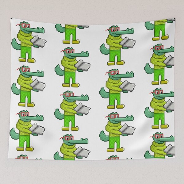 Item preview, Cute Alligator Reading Book Pixel Art Nerd Crocodile designed and sold by RetroRlx.
