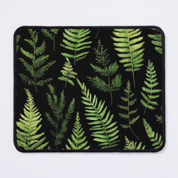 Item preview, Lush Green Ferns on Black Moody Botanical Forest Leaves Pattern designed and sold by Patterns & Love .