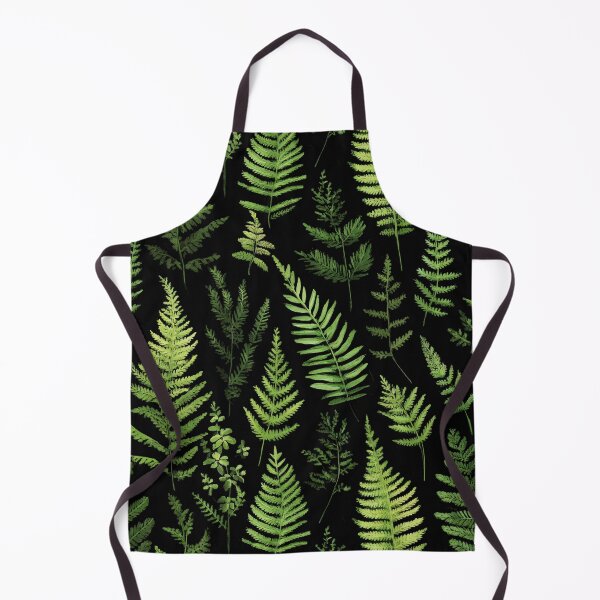 Item preview, Lush Green Ferns on Black Moody Botanical Forest Leaves Pattern designed and sold by Patterns & Love .