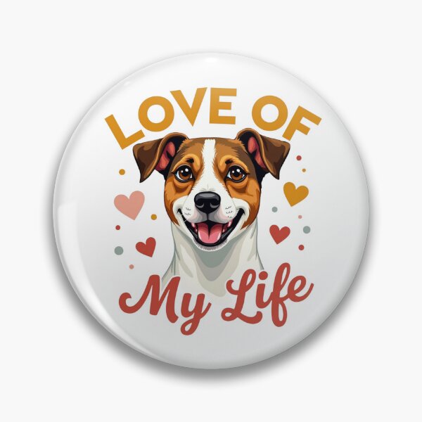 Item preview, Jack Russell Terrier with Love of My Life text and hearts designed and sold by Prints by Mat.