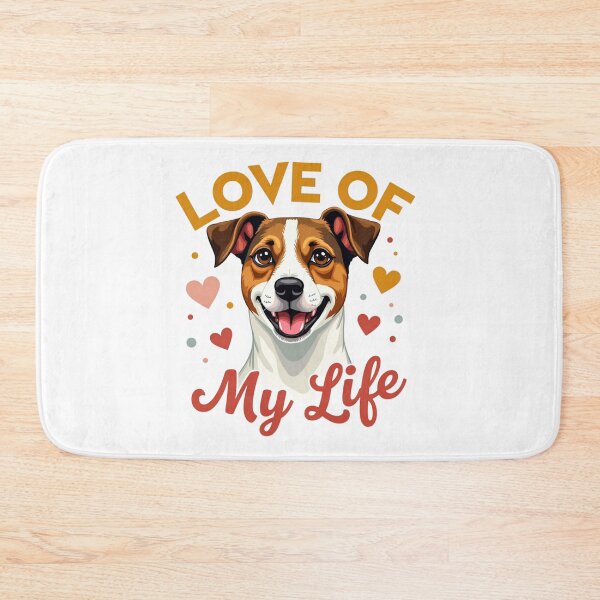 Item preview, Jack Russell Terrier with Love of My Life text and hearts designed and sold by Prints by Mat.
