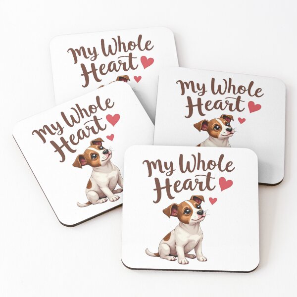 Item preview, Jack Russell Terrier puppy with my Whole Heart text and hearts designed and sold by Prints by Mat.