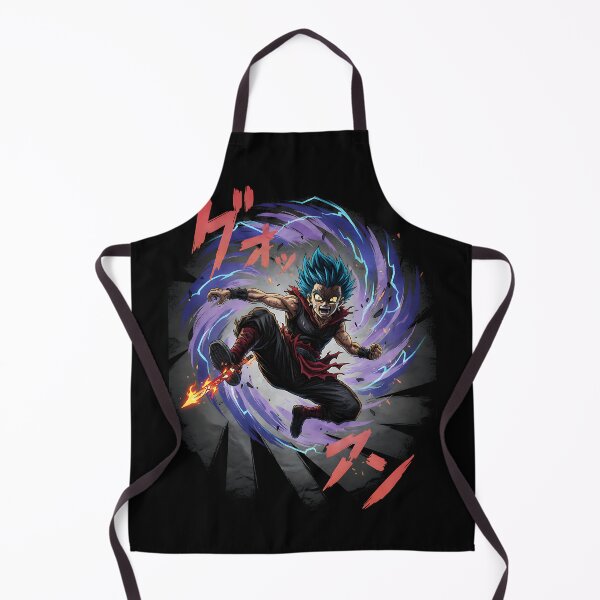 Item preview, Dynamic Blue Hair Anime Warrior with Flaming Sword Art designed and sold by UrbanPrts.