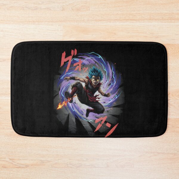 Item preview, Dynamic Blue Hair Anime Warrior with Flaming Sword Art designed and sold by UrbanPrts.