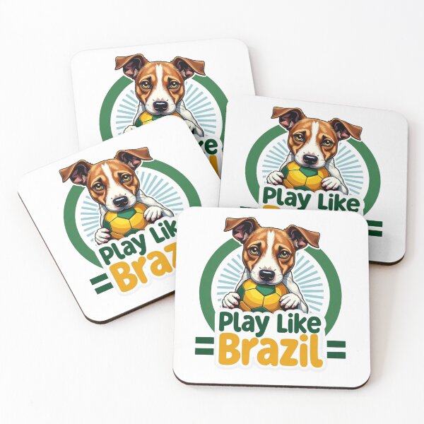 Artikelvorschau, Jack Russell Terrier mit Ball und Play Like Brazil Text entworfen und verkauft von Prints by Mat.