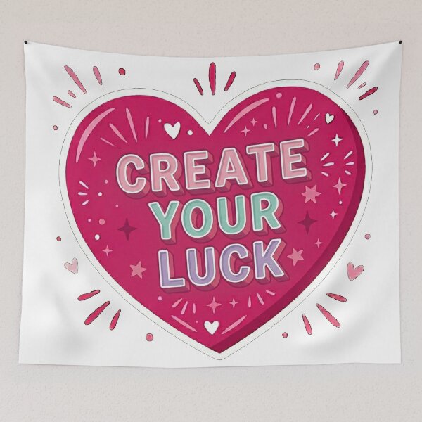 Item preview, Create Your Luck Heart Motivational Quote designed and sold by Owcomm.