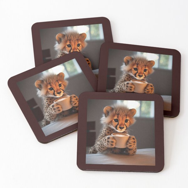 Item preview, COFFEE TIME WITH CHEETAH CUB designed and sold by Squirrel Adventurous.