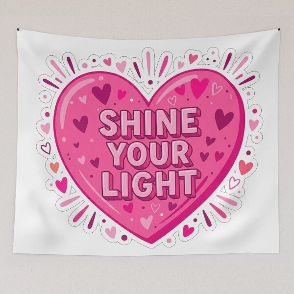 Item preview, Shine Your Light Heart Motivational Quote designed and sold by Owcomm.