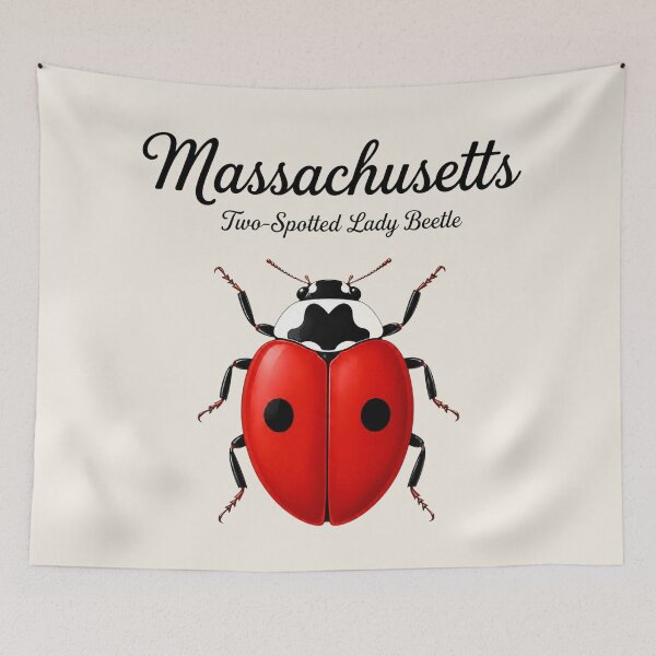 Item preview, Massachusetts Two-Spotted Lady Beetle Retro Poster designed and sold by The-Drip-Studio.