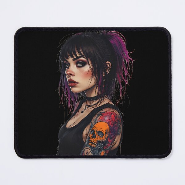 Item preview, Goth Girl with Skull Tattoo Alternative Digital Art designed and sold by UrbanPrts.