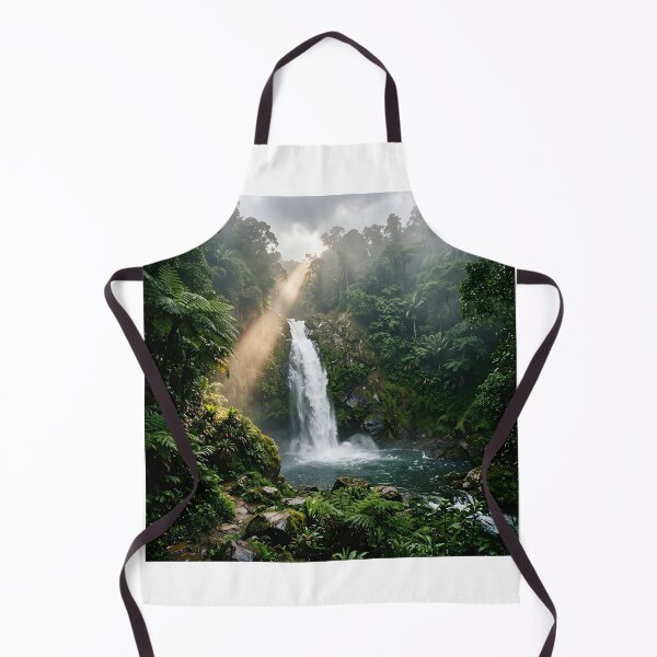 Item preview, Majestic Jungle Waterfall with Sunlight Rays designed and sold by SavannaCanvas.