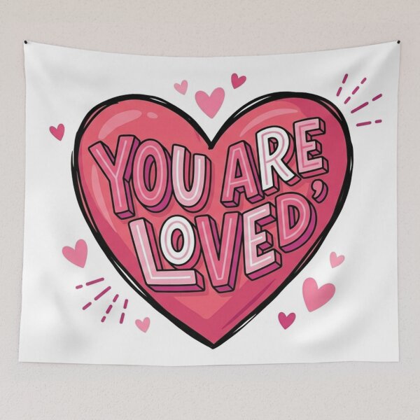 Item preview, You Are Loved Pink Heart Quote designed and sold by Owcomm.