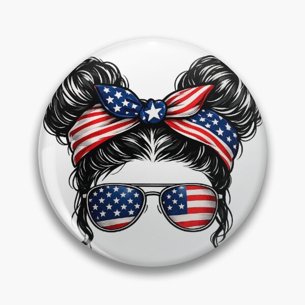 Item preview, Patriotic American Messy Bun Girl designed and sold by PrettyRottenCo.