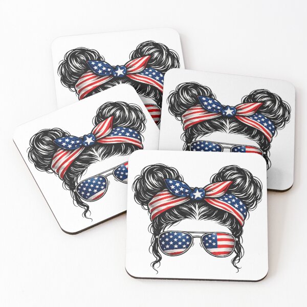 Item preview, Patriotic American Messy Bun Girl designed and sold by PrettyRottenCo.