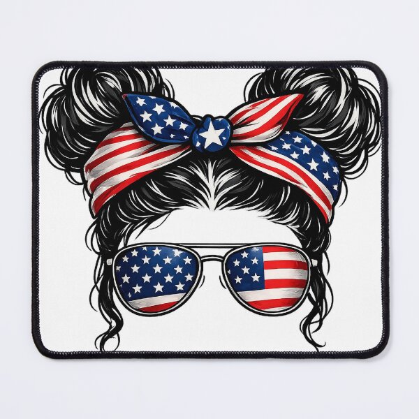 Item preview, Patriotic American Messy Bun Girl designed and sold by PrettyRottenCo.