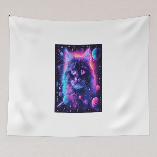Item preview, Cosmic Cat Among the Planets — Galaxy Poster designed and sold by Vestra Design.