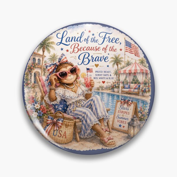Item preview, Land of the Free, Because of the Brave™ | Palm Beach Monkey Summer Collection designed and sold by TeelieTurner.
