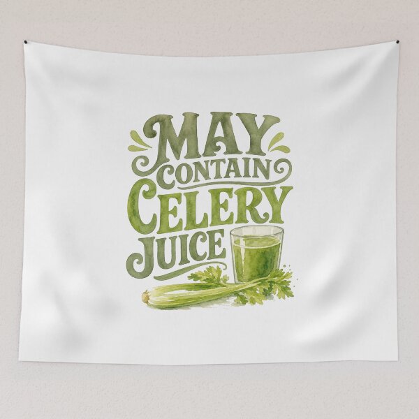 Item preview, May Contain Celery Juice Vintage Watercolor T-Shirt | Healthy Lifestyle Graphic Tee designed and sold by Verycutethings.