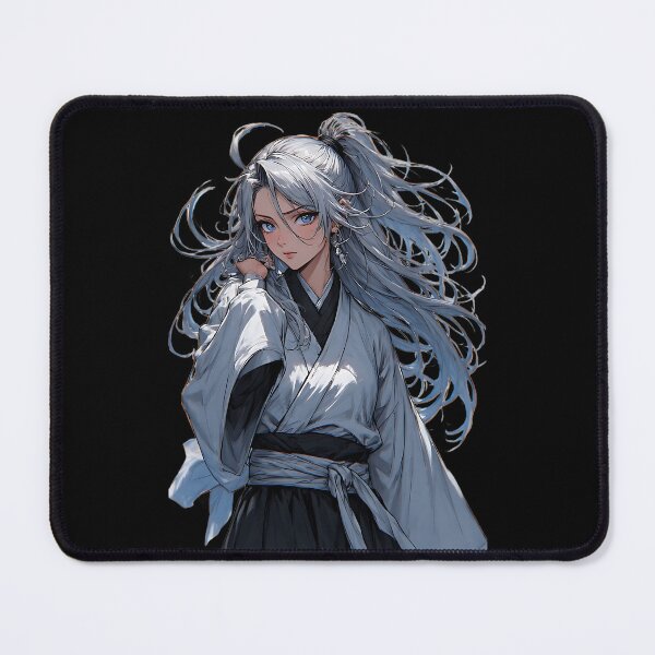 Item preview, Elegant Silver Hair Anime Warrior in Traditional Kimono designed and sold by UrbanPrts.