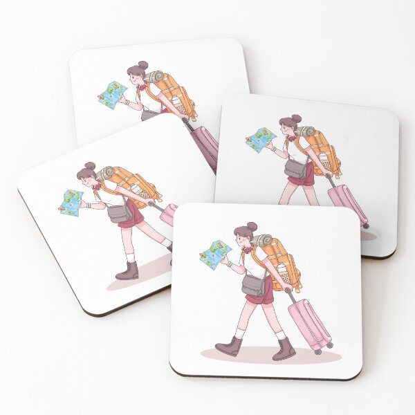Item preview, Cute Kawaii Backpacker Girl Solo Female Traveler Vector designed and sold by some peace.