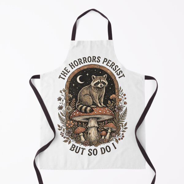Item preview, The Horrors Persist But So Do I Raccoon Vintage Cottagecore Illustration designed and sold by fawzimorsy.