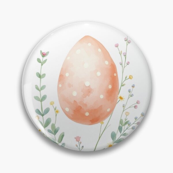 Item preview, Watercolor Peach Easter Egg with Wildflowers designed and sold by Vida e Arte.