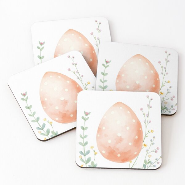 Item preview, Watercolor Peach Easter Egg with Wildflowers designed and sold by Vida e Arte.