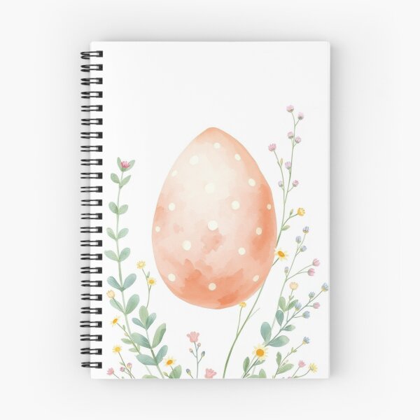 Item preview, Watercolor Peach Easter Egg with Wildflowers designed and sold by Vida e Arte.