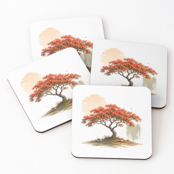 Item preview, Flame Blossom Tree Watercolor designed and sold by StudioBloodmoon.