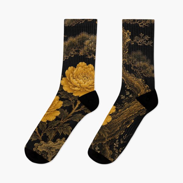 Item preview, Golden Peonies, Red Sun and Dragon Pine - Korean Minhwa Wall Art designed and sold by K-Tradition.