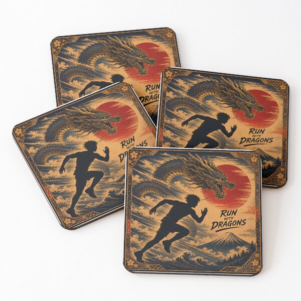Item preview, Run With Dragons Japanese Mythical Running Sticker/T-Shirt Art designed and sold by Locker39.