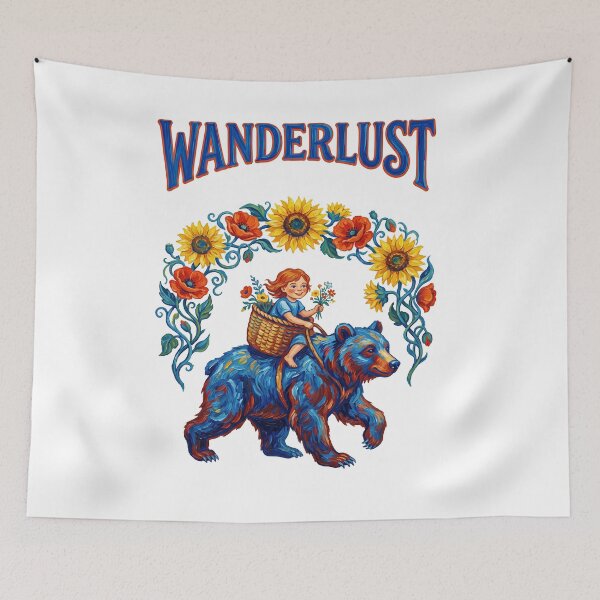 Item preview, Wanderlust Girl Riding Bear Nature Journey designed and sold by TeeARTHY.
