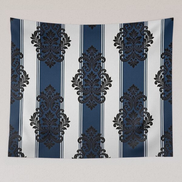 Item preview, Blue & White Striped Black Baroque designed and sold by DesignsByPrnces.