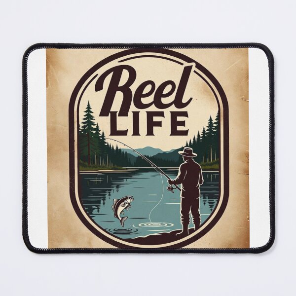 Item preview, Reel Life Vintage Fishing Badge designed and sold by Trail Echo Prints.