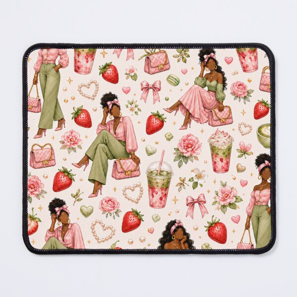Item preview, Strawberry Matcha Seamless Pattern designed and sold by K3DreamKreations .