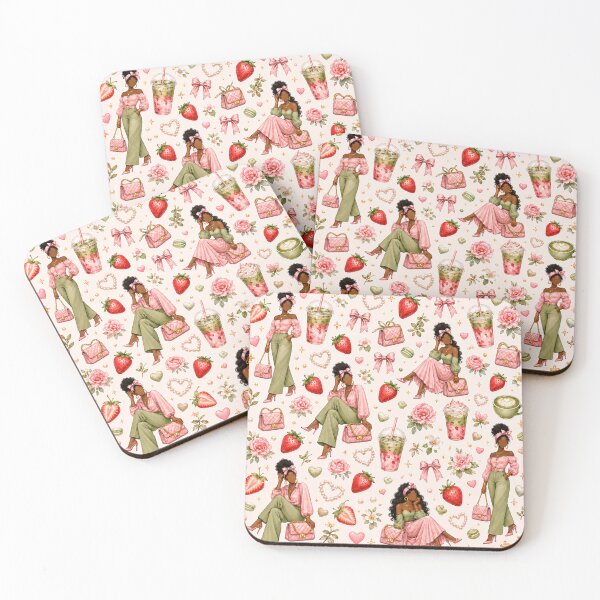 Item preview, Strawberry Matcha Seamless Pattern designed and sold by K3DreamKreations .
